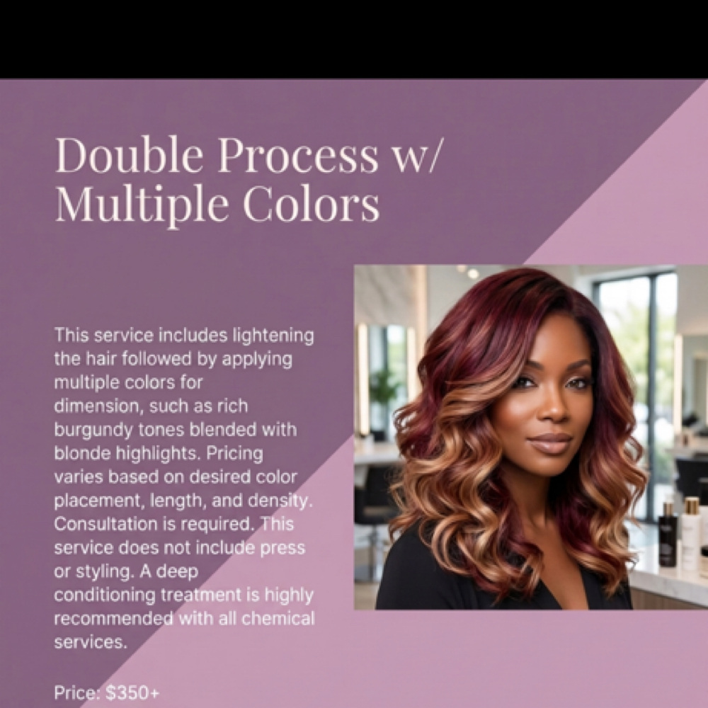Double Process W/Multiple Colors at Hair by J’Rena’ in Lawrenceville, GA