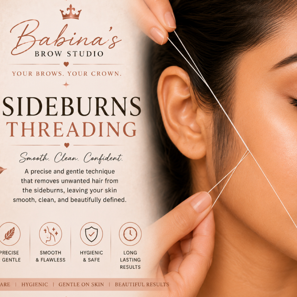 Sideburns Threading at Babina’s brow studio in Vienna, VA