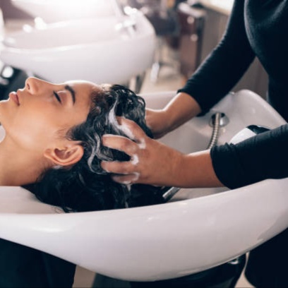 Hair wash at Blossoms HTX Hair Studio in Spring, TX