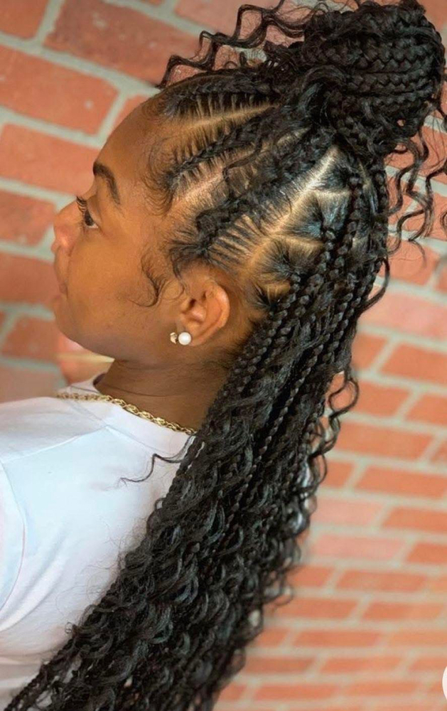 cornrows with knotless boho