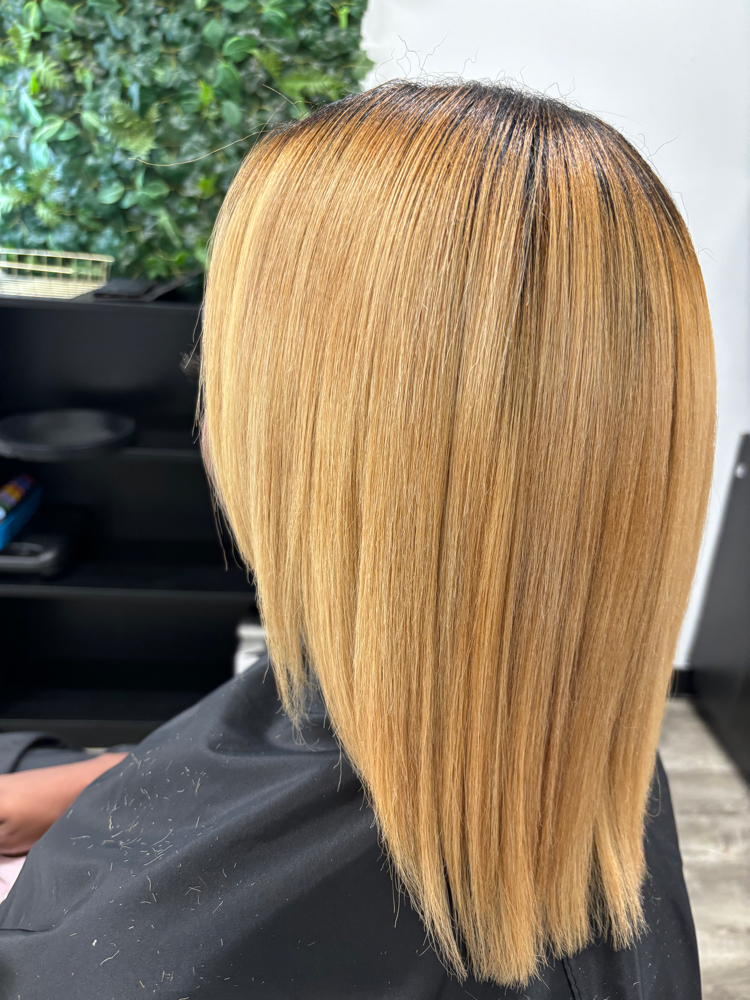 Silk Press W/Lighten & Color