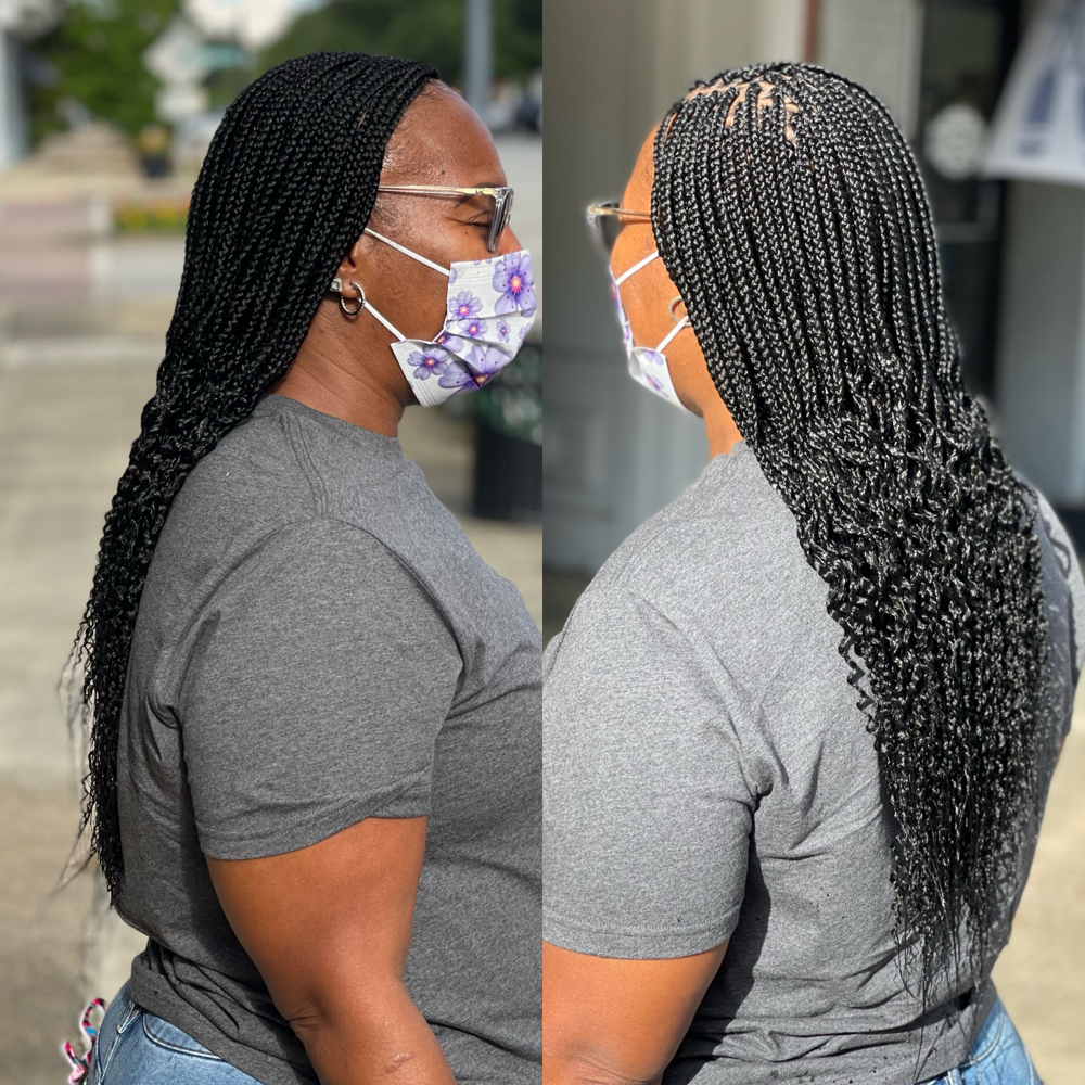 Small Box Braids W/ Wavy Ends (Mid)
