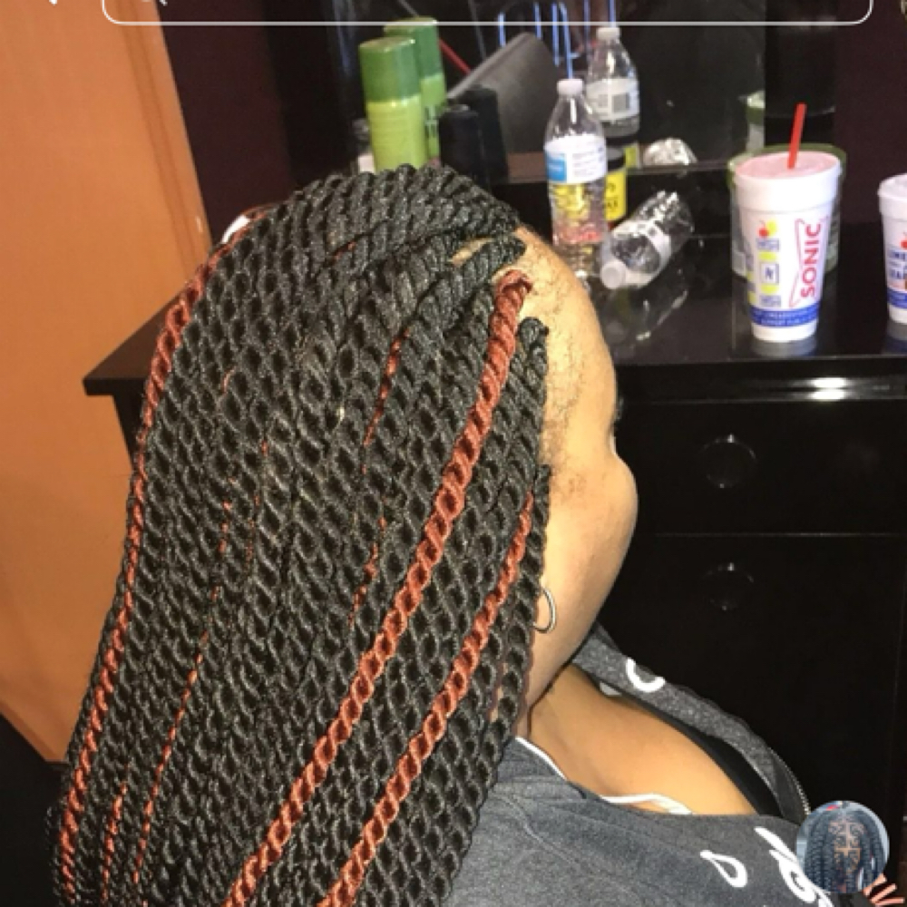 Large Senegalese Twist at Mame’s  hair braiding in Cordova, TN