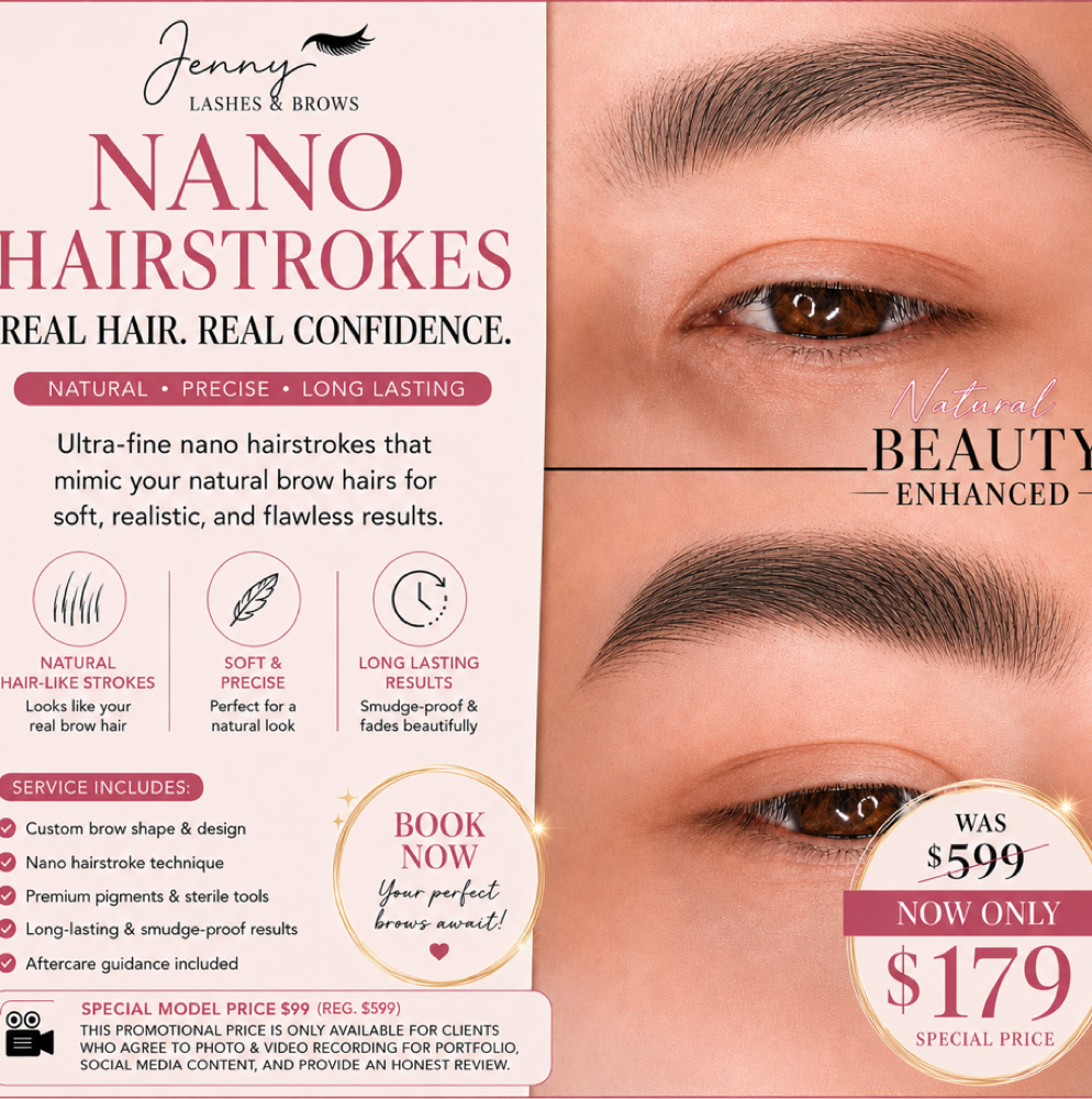 NANO HAIRSTROKES - VIRGIN BROWS at Blink By Jenny lashes & brows studio in Jacksonville, FL