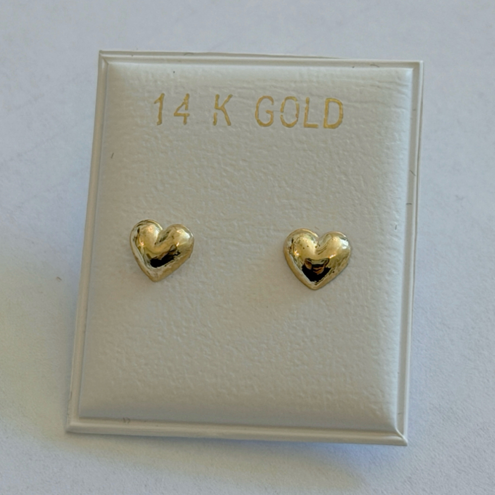 14K Solid Heart Stud Earings at Nude Skin Aesthetics in San Pedro, CA