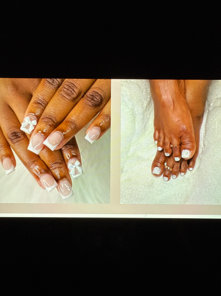 Acrylic French Tips+pedicure  Combo