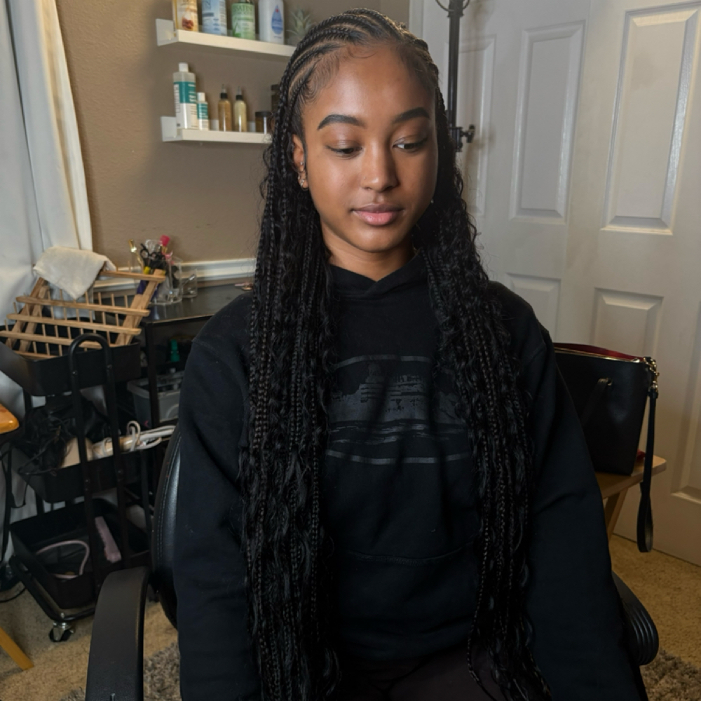 Custom Fulani Knotless Braids at The Arie Beauty Bar in Sacramento, CA