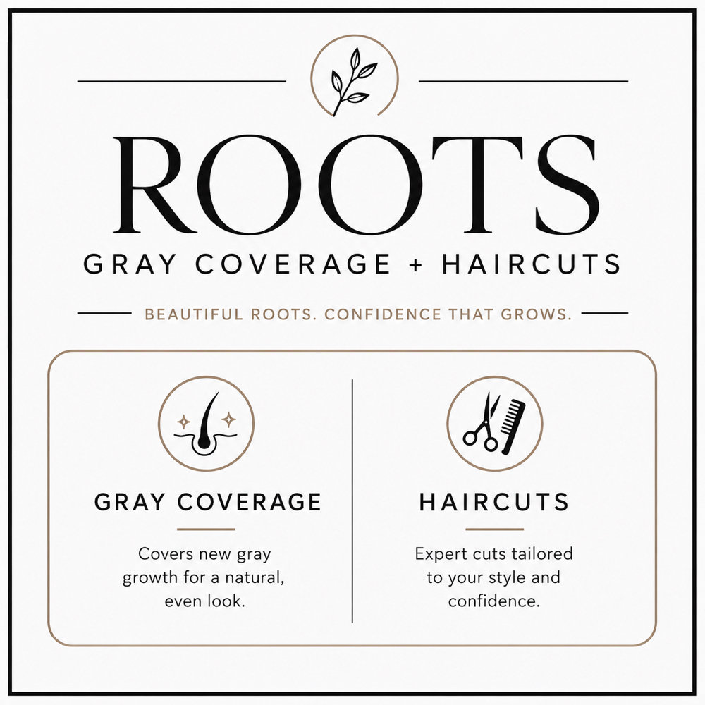 Roots Gray Coverage & Haircuts at Tea Madison Salon in Sugar Land, TX
