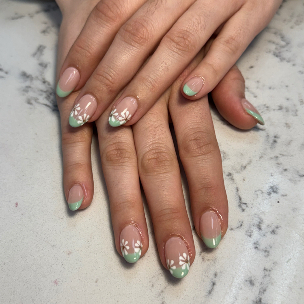 Simple nail art (per finger) at Aura by Mary in hampstead, NC