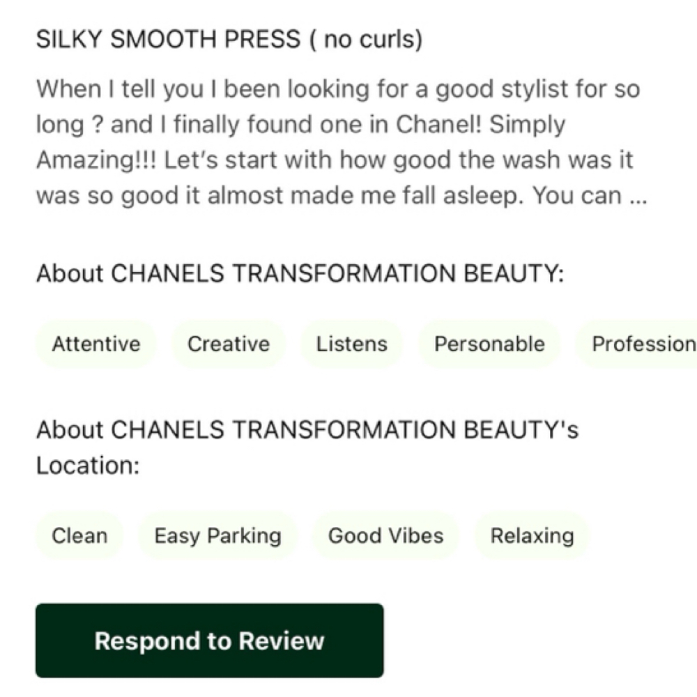 Shampoo & Blowdry at Chanel’s Transformation Beauty Bar in Warner Robins, GA