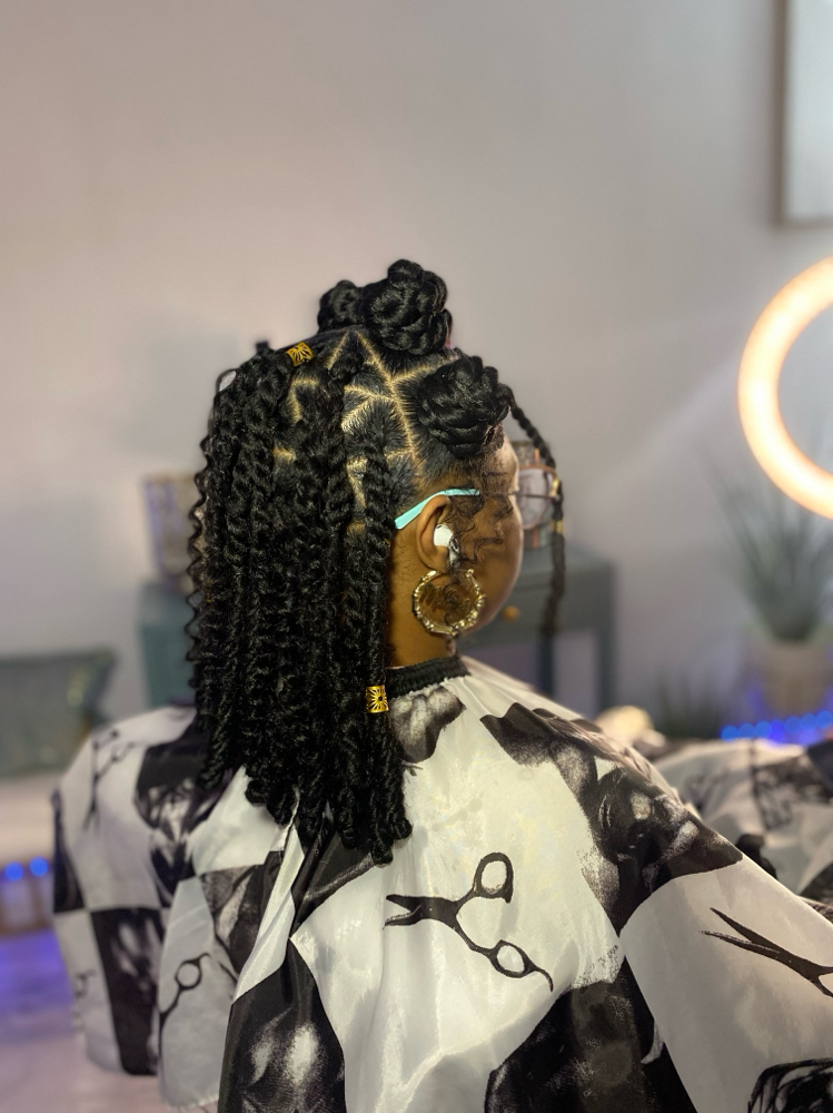 Freestyle Bantu Knots With Boho Twi