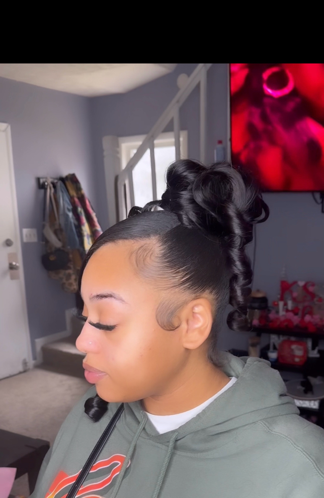Messy Up Do With Bang