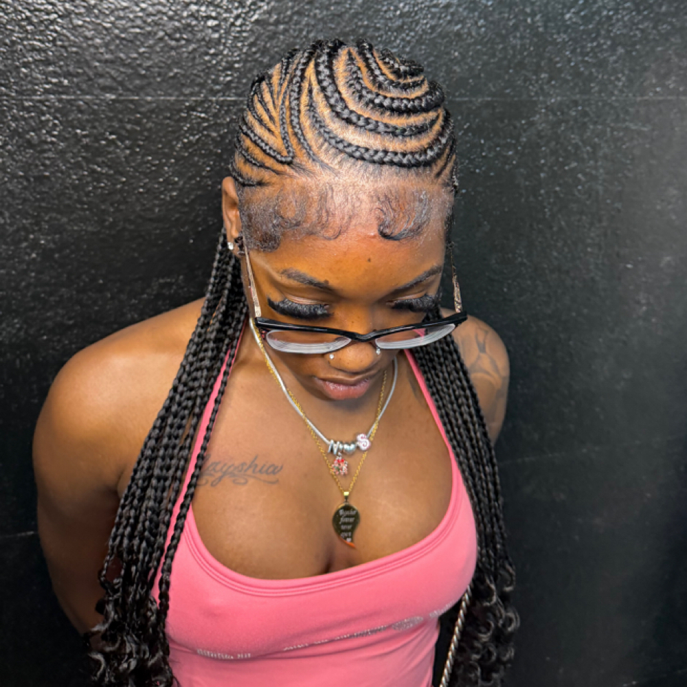 Freestyle Straight Back Cornrows at Miracle Beauty House in Lubbock, TX