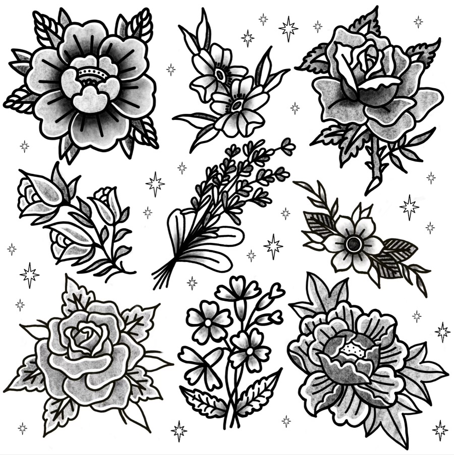 $50 Flash Apprentice Flower Tattoo