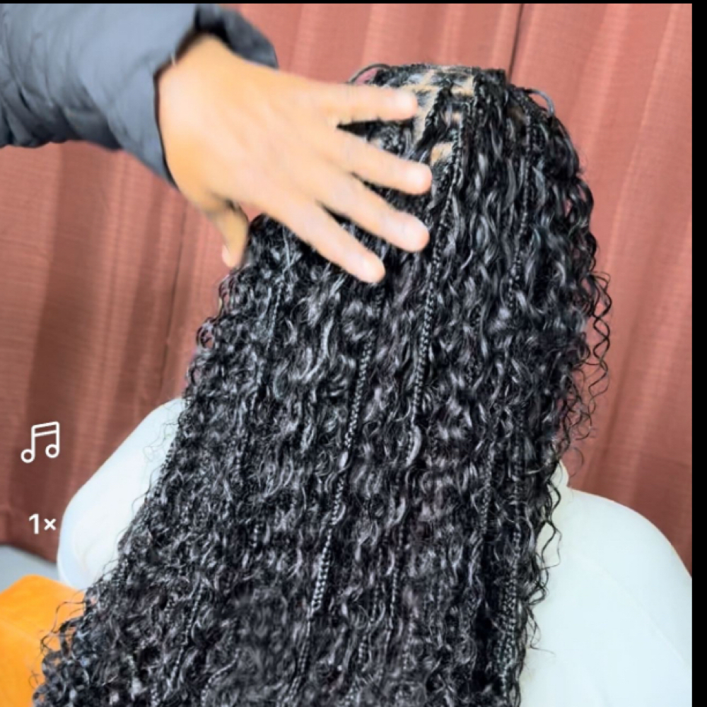Boho Braids (Curly) Smedium Midback at Chrisma Braids in Irvington, NJ