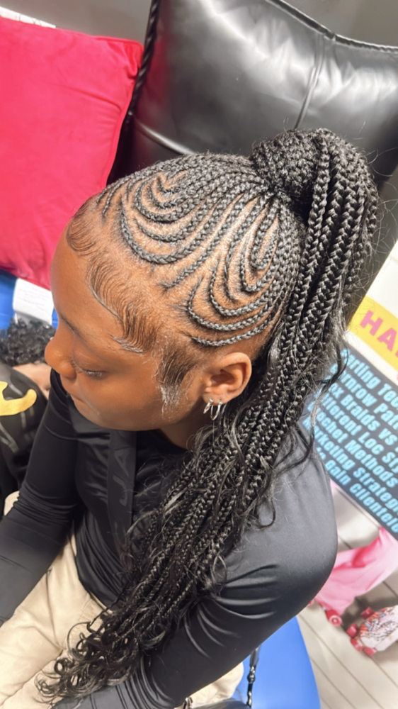 Crochet Ponytail w/ Designs at Boobabe Braidn Bar in Oxon Hill, MD