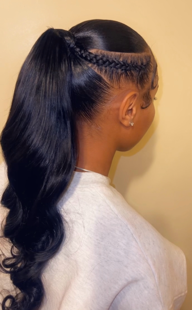 Sleek Ponytail With Side Braids
