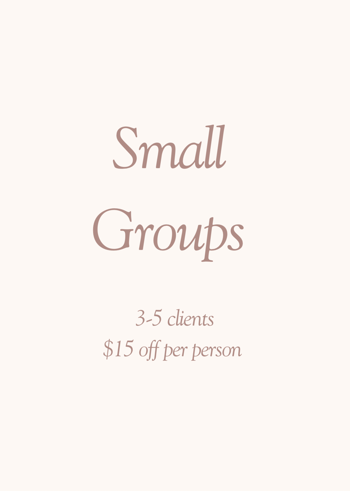 Small Groups (3-5 clients) at Bronzed by Arianna