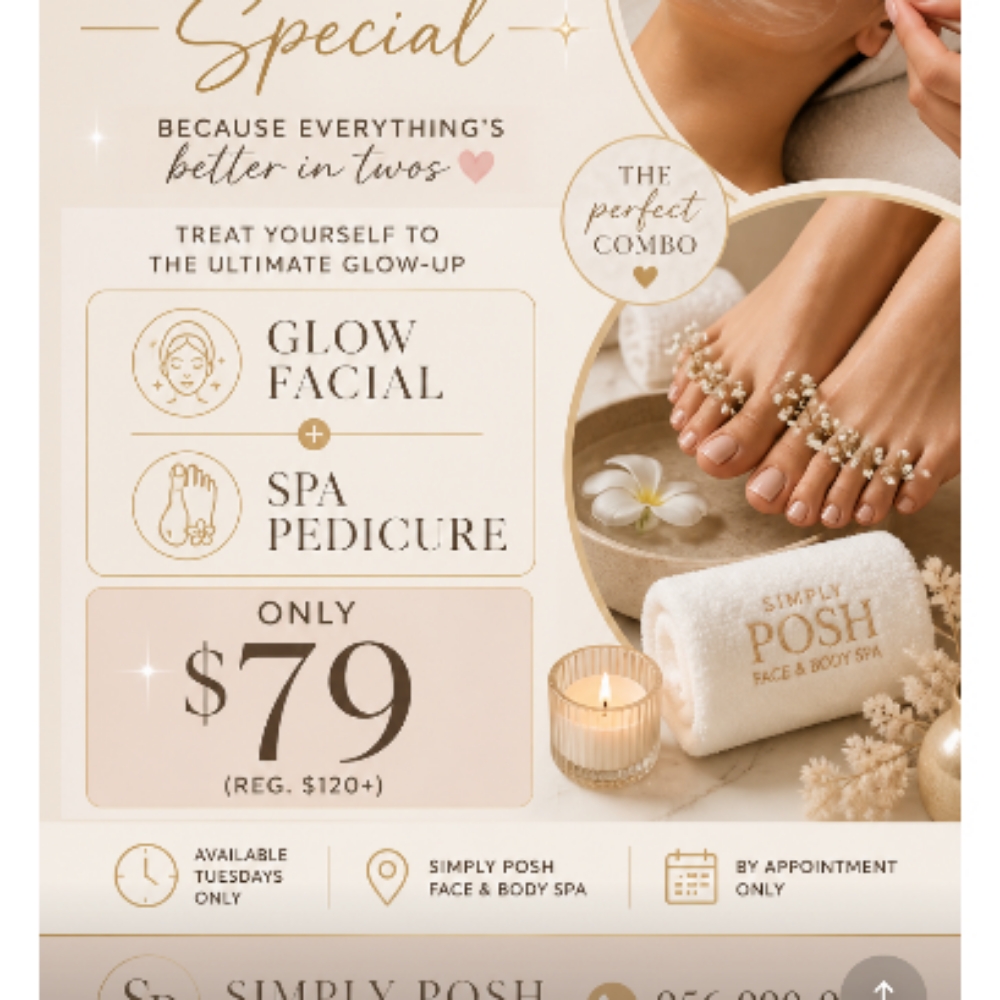 Two For Tuesday at Simply Posh Face and Body Spa in Harlingen, TX