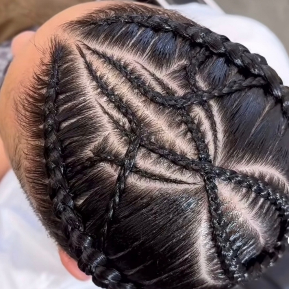 2 Braids W/ Simple design at JayBug Braids & Styling in Pomona, CA