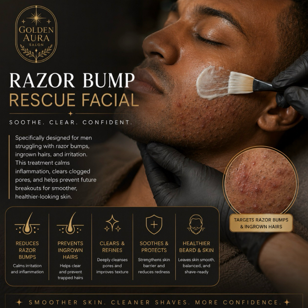 Razor Bump Rescue Facial at Golden Aura Salon in Concord, CA