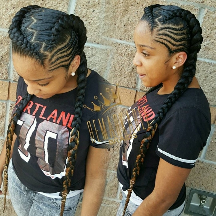 2 BIG CORNROWS at Favourite Hair Braiding in Cantonsville, MD