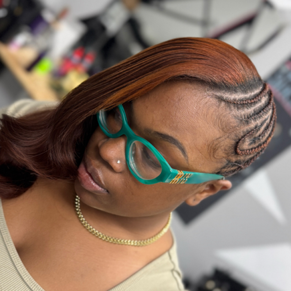 Casey Half Braids Half Weave at THE JUiCE BAR Style studio in Hamden, CT