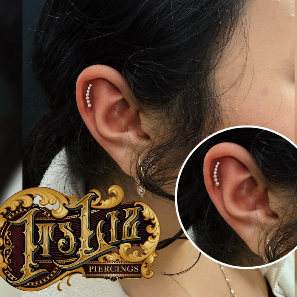 Healix Ear Piercing (Basic Jewelry) at Itslizpiercings in Houston, TX
