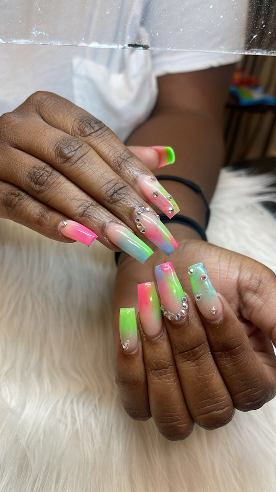 Colored Acrylic Fullset at Katie’s Nailz in Fayetteville, NC