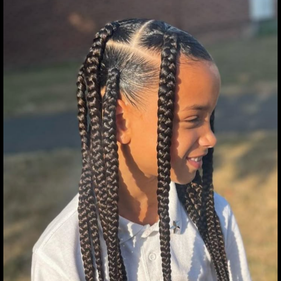 Kids knotless (l) at FinessedBeautybar in Evans Mills, NY