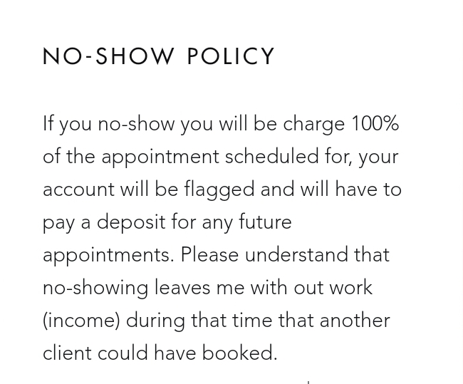 No Show Policy