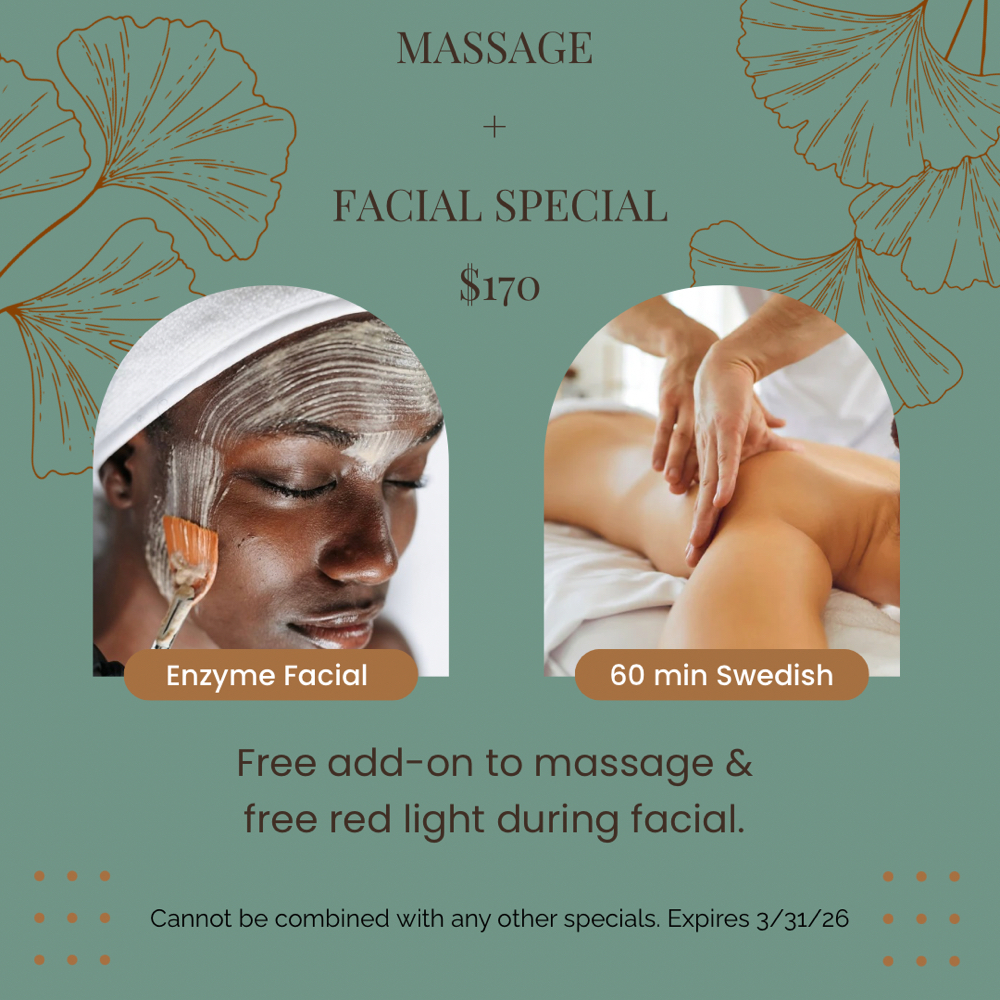 March Massage/Facial Combo at Hourglass Beauty Bar in Vacaville, CA