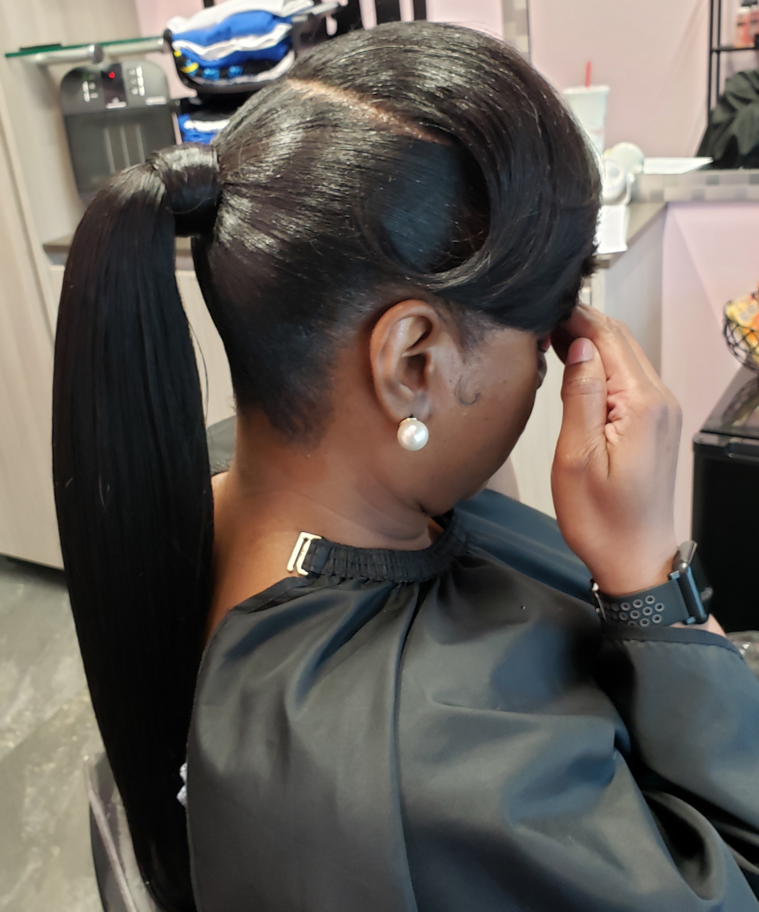 Sleek Ponytail w/ Sew in bang