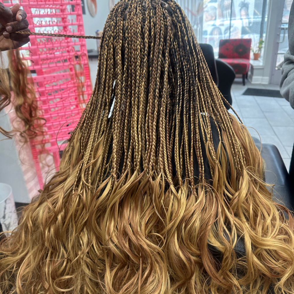 Small French Curl Braids at ROOTS HAIR By Nene in Philadephia, PA