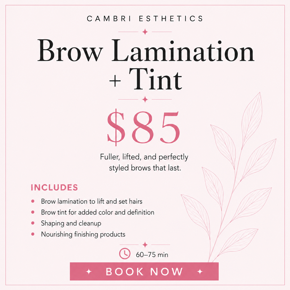 Brow lamination & tint at Cambri Esthetics in Davenport, IA