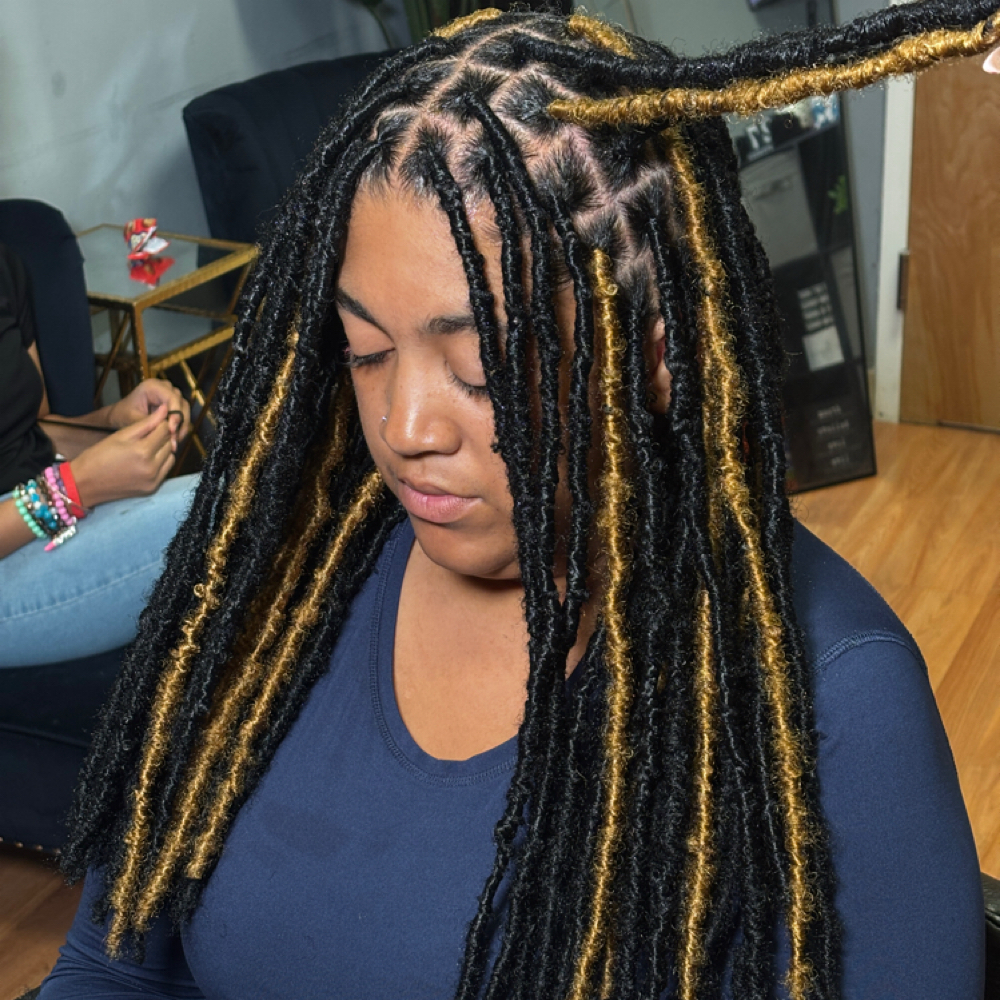 Mid-back Distressed Locs (16 in) at JCTouch Salon in Parkville, MD