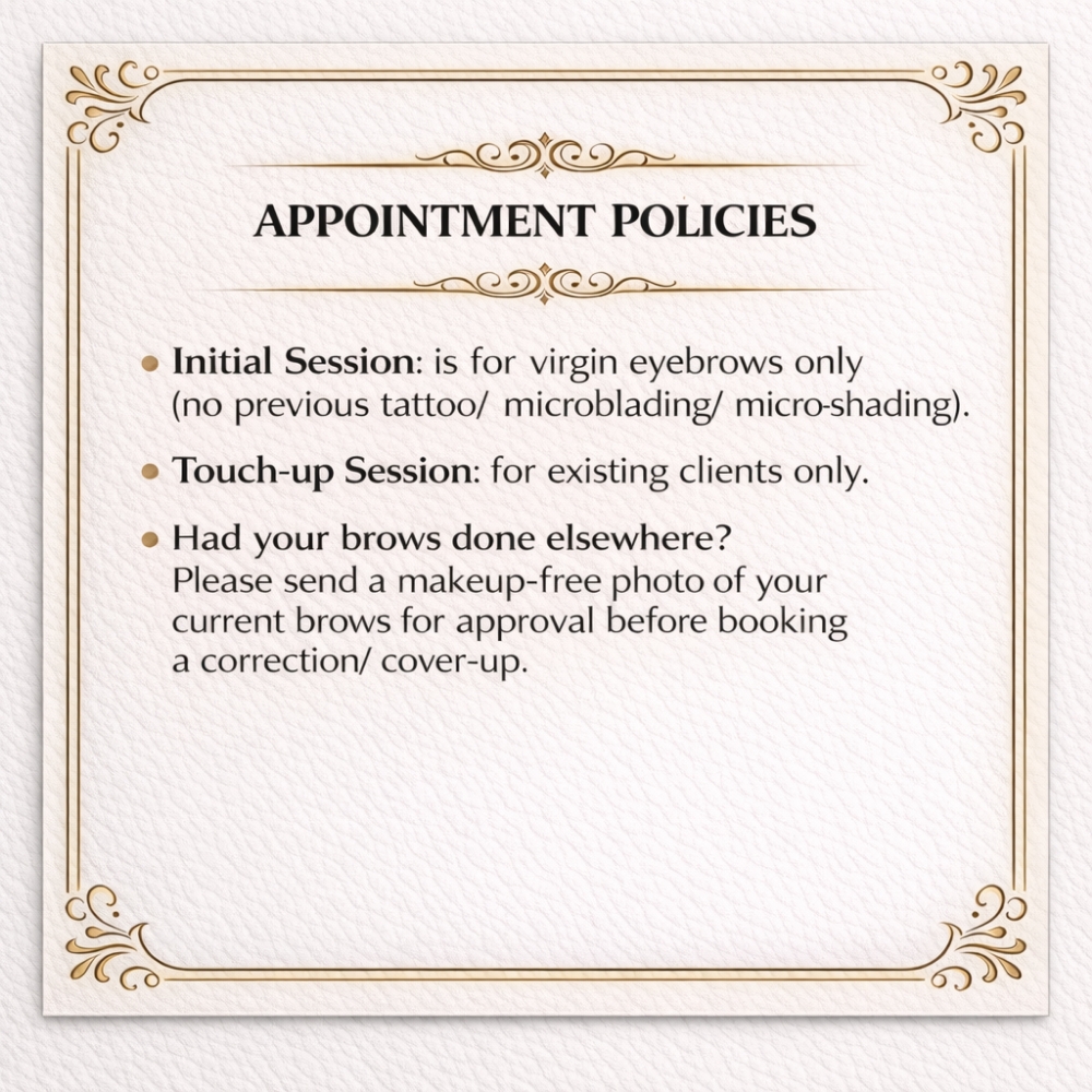 VIBROWS' POLICIES at Vibrows3 in Virginia, VA