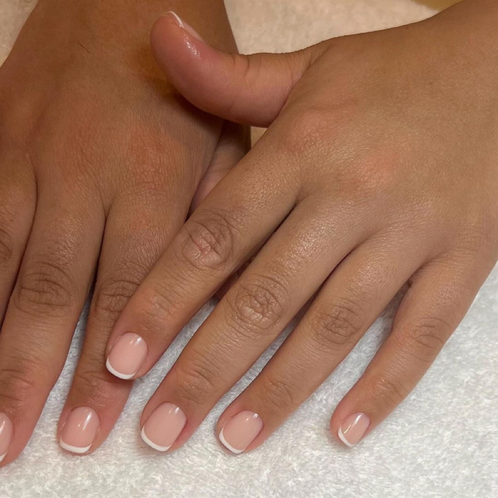 French Manicure with gel polish (na at Noemi nail art & spa in Seneca, SC