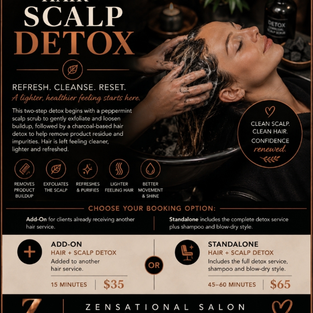 Hair + Scalp Detox at Zensational Salon in The Dalles, OR
