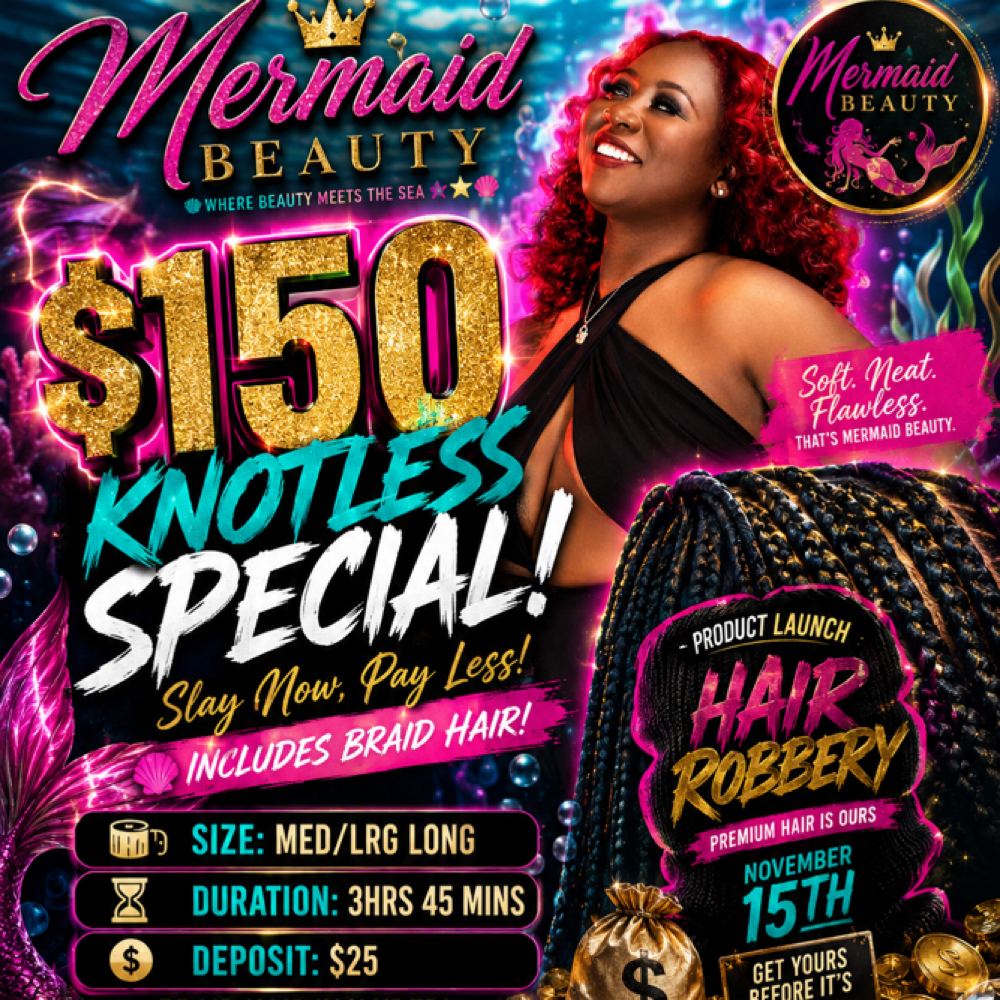 $150 Knotless Special at Mermaid Beauty LLC in Anniston, AL