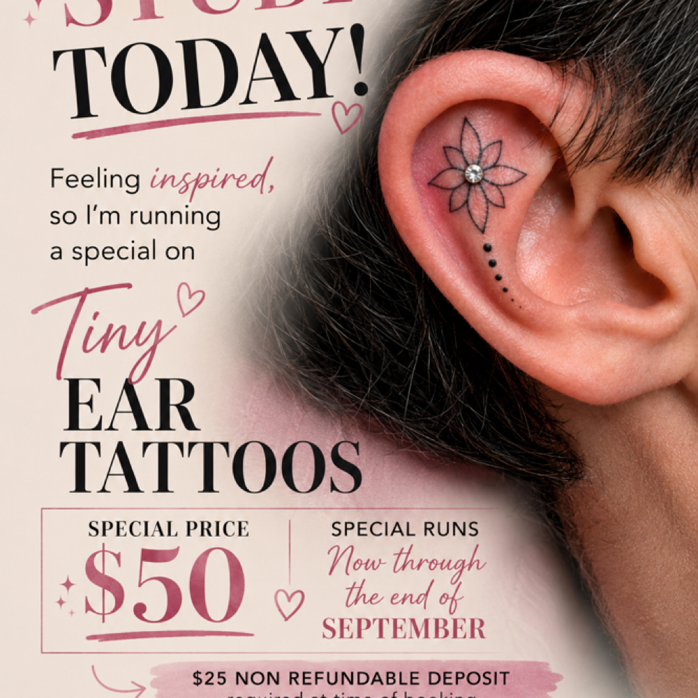 Tiny Ear Tattoo at Blue Ridge Beauty PMU in Marion, NC