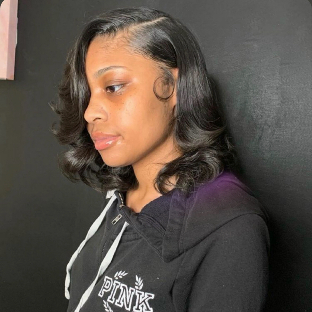 Silk Press With Curls 🌹 at K Luxe Hair