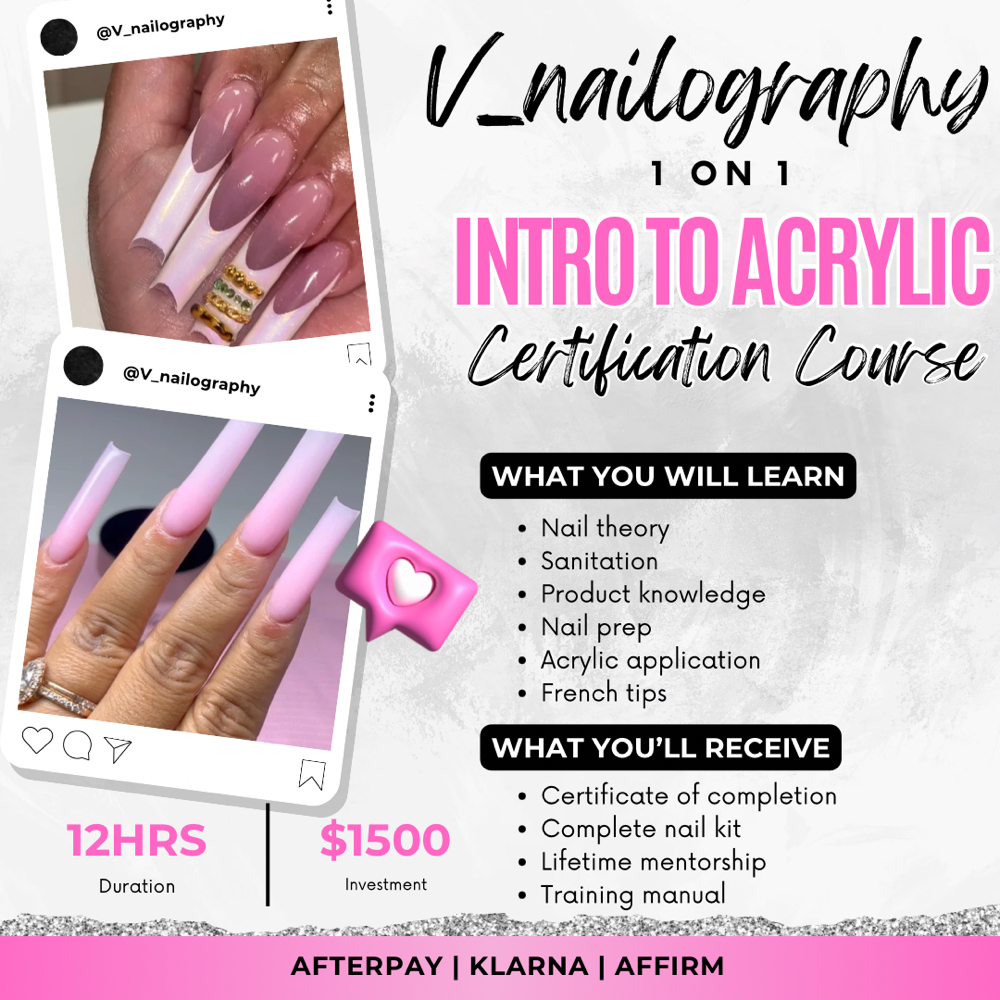 Intro To Acrylic Course at Vnailography in Hemet, CA