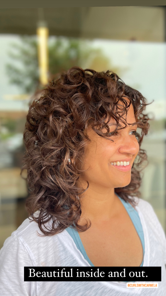 Curly Cut And Color Retouch