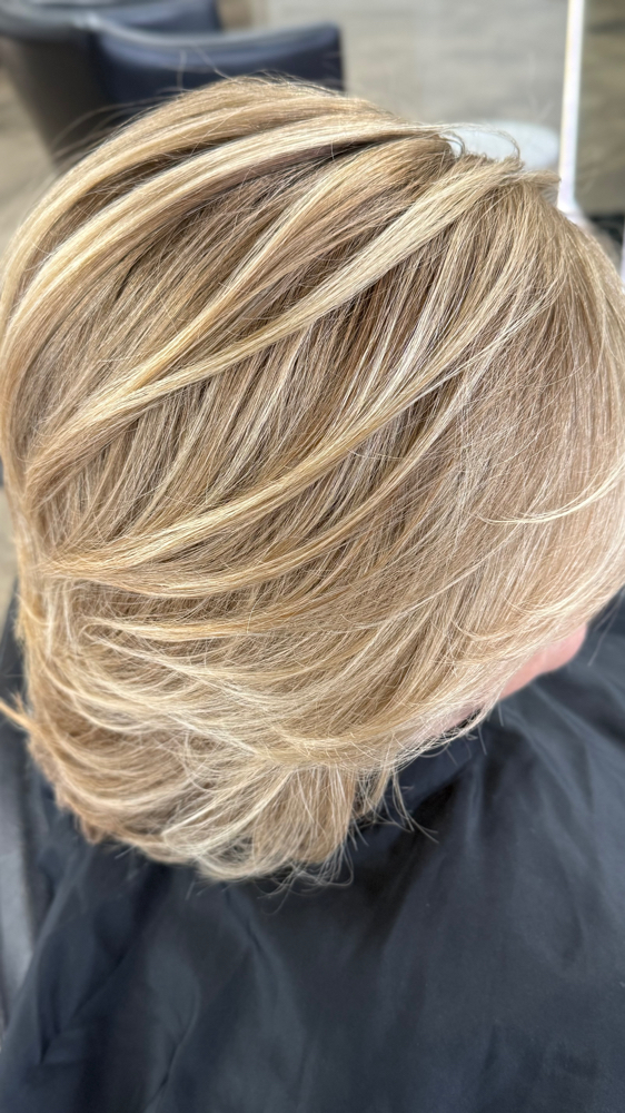 Root retouch with Partial Highlight at Crème Salon in Colleyville, TX