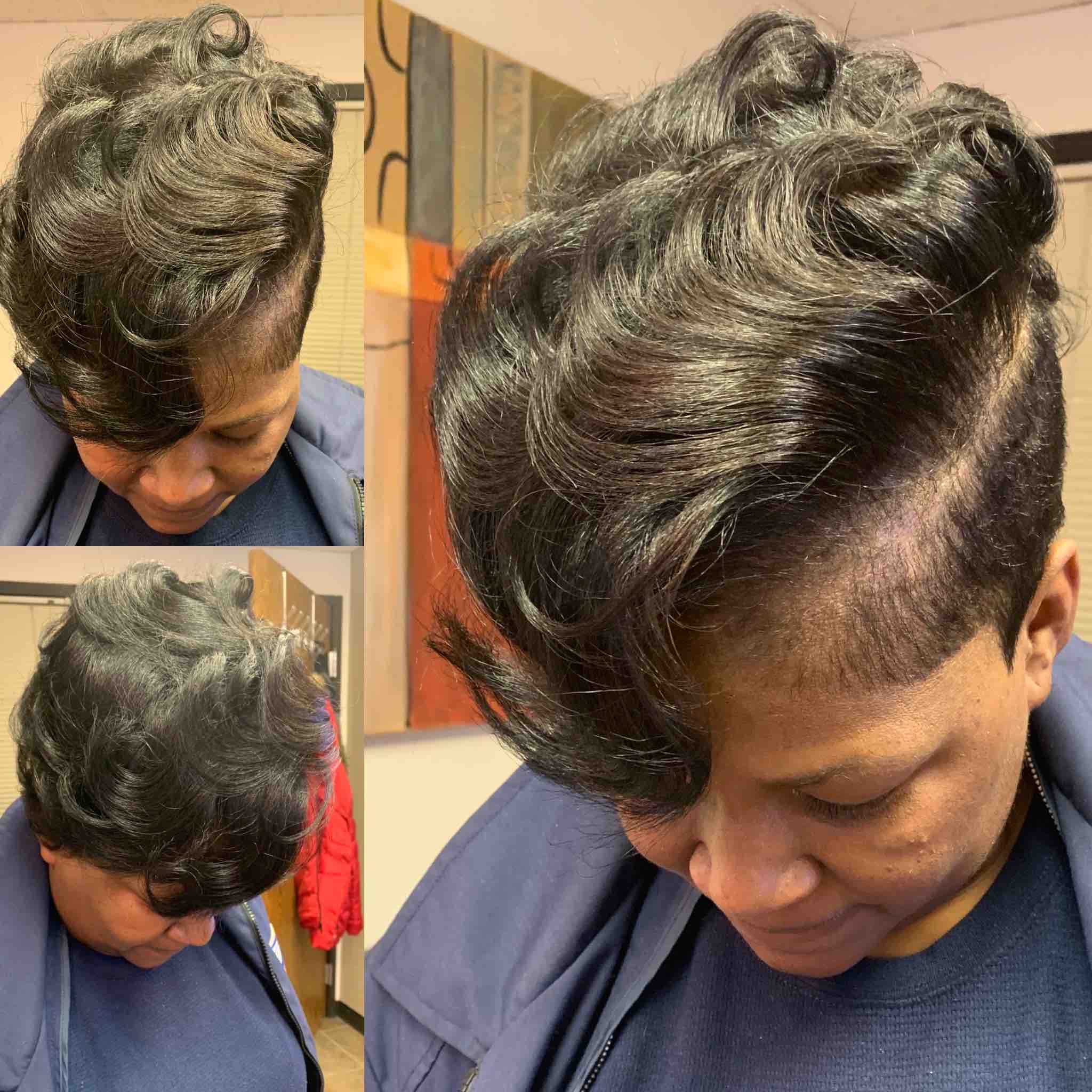 Short Feather Curls W/Tapered Sides