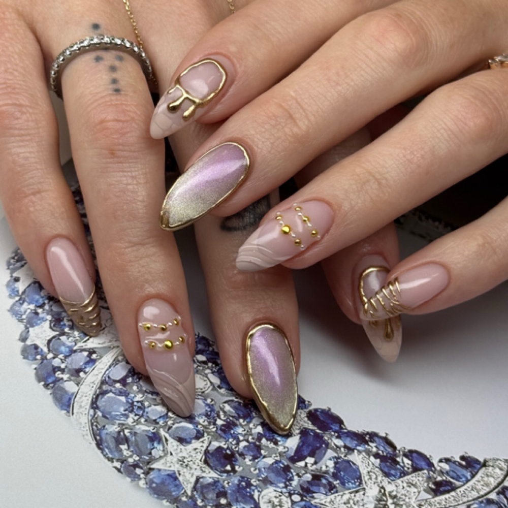 Structured Gel Mani/Detailed Art at Euphoria Nail Studio in Danville, CA