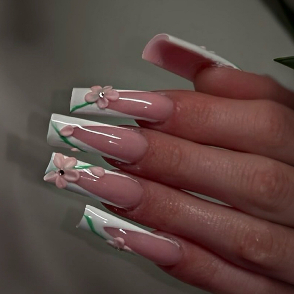 3d acrylic flowers at Nails.byava in templeton, MA