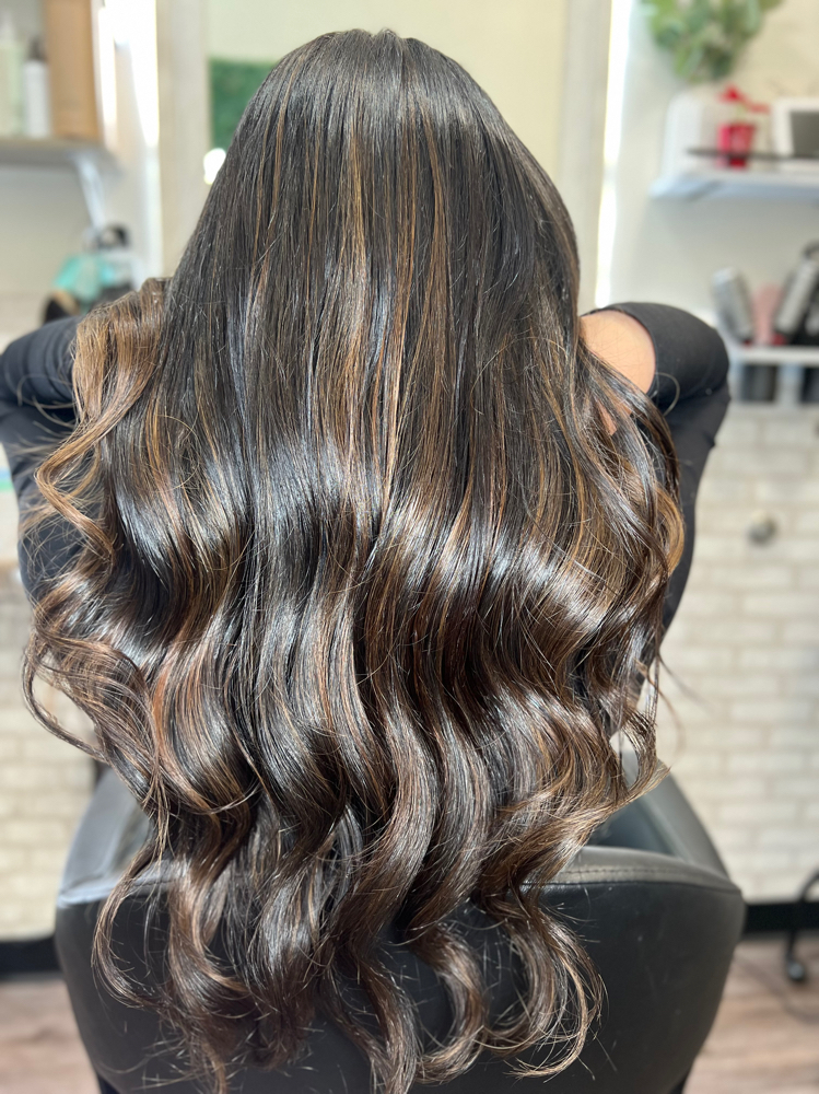 Hair extension installation at VOCÊ  BEAUTY  SALON in Northridge, CA