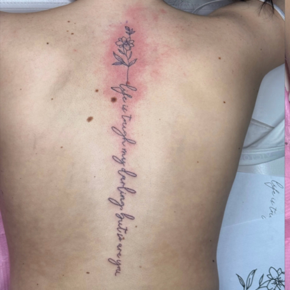 Back Tattoo-Message Before Booking at Kouture Esthetics in Princeton, WV